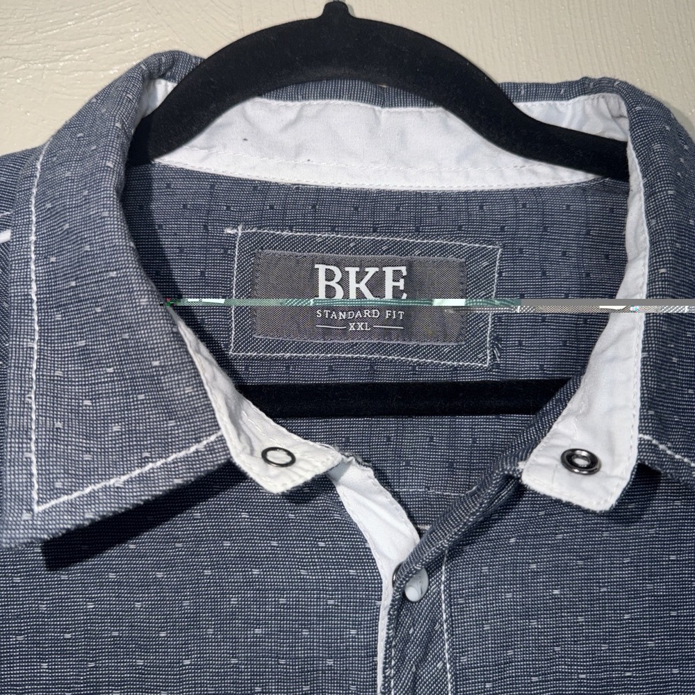 BKE Pearl Button Down Contrast Stitch L Blue Casual Summer Western - Picture 2 of 7
